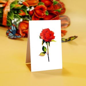 Rose Bouquet Pop Card 6x8 Inches 3D <b>Paper</b> Flower Greeting Card 4 Color Digital Printed <b>Gloss</b> Lamination for Mother's Day - Product Image 4