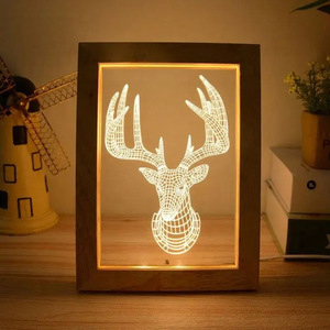 Rắn Gỗ Thân Thiện Với Môi UV In Ấn Khung Ảnh LED Sáng 3D Ánh Sáng Ban Đêm Thiết Kế Hiện Đại Đồ Trang Trí Sáng Tạo Khắc Kỹ Thuật - Product Image 1