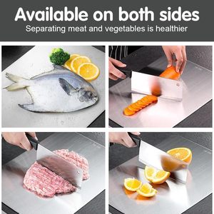 Ensemble de planches à découper en acier inoxydable double face, planches à découper en titane pour la cuisine, pour la viande, le fromage, les légumes, les fruits, la cuisine - Product Image 3
