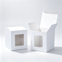 Boîte cadeau blanche personnalisée avec fenêtre en PVC, boîte pliante carrée pour bougie, savon, tasse, cosmétiques, mariage, écologique et recyclable