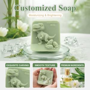 Savon fantaisie en forme de dinosaure avec logo et forme personnalisés, aide à déboucher les pores et à lutter contre les bactéries, infusé à l'huile d'arbre à thé purifiante. - Product Image 2