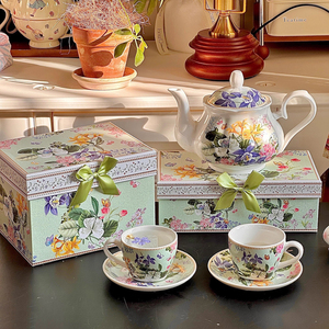 Vintage <b>Tea</b> <b>Gift</b> <b>Set</b> Floral Teapot and Cup Ceramic Coffee <b>Tea</b> <b>Set</b> Beautiful Cup and Saucer <b>Set</b> in <b>Gift</b> Box - Product Image 1