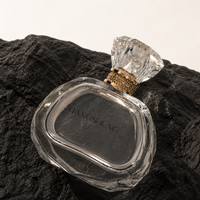 Flacon de parfum en verre transparent de 50 ml, vaporisateur avec bouchon en cristal taillé et collier en métal doré, contenant cosmétique de luxe