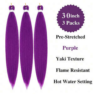 ผมถักตรง Ex155 ขนาด 30 นิ้ว สีม่วง เส้นใยคาเนคาลอน ยืดก่อนใช้งาน เนื้อผมแบบยาคิ สำหรับการใช้งานที่ยาวนาน - Product Image 5
