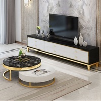 Table basse télescopique en marbre pour la maison avec tiroir, petite table, table basse de salon, combinaison de meuble TV