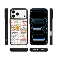 Coque de téléphone AG Feeling Black Edge avec motif chiot doré pour iPhone 17, 17 Pro Max, 16 Pro, 15, 15 Pro Max, 15 Pro, 14 Pro Max – Coque magnétique