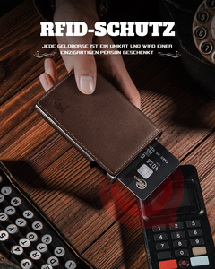 Başparmak UP tedarikçisi özelleştirmek manyetik yağ kahverengi üç katlı RFID engelleme kimlik pencere erkek düğme sikke cep erkekler cüzdan - Product Image 2