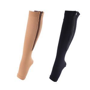 Leg Warmers Solid Color Medium Tube With Zipper Elastic Footed Unisex Sports Compression <b>Socks</b> 100% Cotton - Product Image 3