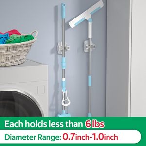 For Wall Mounted Mop Broom Stand Non-Perforated 1/3/4 Pack Strong Adhesive Clip Eco-Friendly Easy Installation for Bathroom - Product Image 4