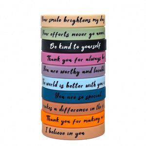 Pulsera de Silicona con Frases Inspiradoras, Regalo para Estudiantes, Recompensa para Actividades, Pulsera de Goma con Logotipo Personalizado - Product Image 5