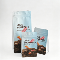Sachet d'emballage pour aliments pour animaux de compagnie imprimé sur mesure, à fond plat, avec fermeture éclair refermable, pour croquettes pour chiens et chats