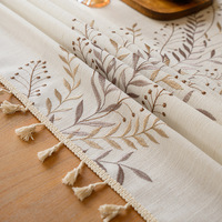 Nappe Imperméable Simple et Moderne à Motif Brodé, Écologique, Respirante, en Coton et Lin Mélangés, Tissée