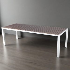 Mesa y Sillas Largas <span class=keywords><strong>de</strong></span> <span class=keywords><strong>Madera</strong></span> Plástica <span class=keywords><strong>para</strong></span> Exteriores, Resistentes a la Intemperie, <span class=keywords><strong>de</strong></span> WPC, <span class=keywords><strong>para</strong></span> <span class=keywords><strong>Patio</strong></span>, Jardín, Comedor, Restaurante, Cafetería, Club, Piscina, <span class=keywords><strong>Bar</strong></span> - Product Image 5