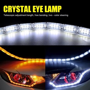 12V 16LED Retractable Crystal Eye DRL Dual Color White Amber Sequential Turn Signal Waterproof <strong>Daytime</strong> <strong>Running</strong> <strong>Light</strong> - Product Image 4