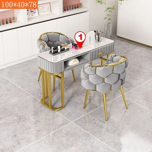 Nouvelle arrivée : Ensemble de table de manucure avec plateau en verre, mobilier de salon de manucure moderne <span class=keywords><strong>et</strong></span> luxueux rose, or, <span class=keywords><strong>blanc</strong></span>, <span class=keywords><strong>gris</strong></span> - Product Image 3