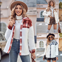 Vêtements softshell pour femmes de grande taille, veste polaire, vêtements d'hiver pour femmes, surchemise sherpa patchwork, vestes en tweed pour femmes