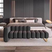 Repose-pieds en tissu velours rectangle de luxe moderne pouf banc d'extrémité de lit simple pour chambre et salon accessoire souple