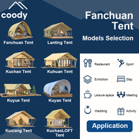 Tente de luxe Coody Fanchuan pour hôtel, tente de glamping de luxe pour la plage avec toile imperméable quatre saisons pour le camping en station balnéaire