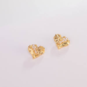 Pendientes de Botón con Diseño de Corazón Chapados en Oro de 18k, Estilo Hip Hop, para Mujer - Product Image 6