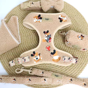 Guinzaglio per Cani in Velluto Ecologico con Ricamo Personalizzato, Motivo a Foglie, per Passeggiate e Addestramento all'Aperto, Imbracatura Resistente - Product Image 5