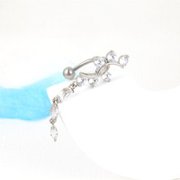 CRYSPURE 14g Piercings de nombril en acier inoxydable pour femmes, avec pendentifs CZ, Saturne, Flocon de neige, Gland, Bijoux de corps, Vente en gros OEM
