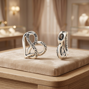 Colgante de Plata 925 con Diseño de Corazón Abierto e Infinito, Romántico para Uso Diario - Product Image 2