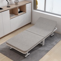 Lit pliant portable en métal durable, lit d'appoint pour la pause déjeuner, lit de camping pour le bureau, sieste, petit appartement, lit à deux plis
