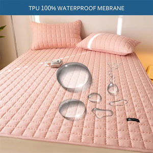Funda de colchón impermeable con banda elástica, almohadilla protectora acolchada, colcha, colchón suave para <span class=keywords><strong>cama</strong></span> individual doble 140_<span class=keywords><strong>160</strong></span> - Product Image 3