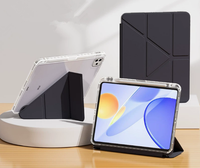 Étui multi-pliable en forme de Y avec fonction veille/réveil automatique pour iPad Air 11/13 10e/11e génération, en cuir PU avec dos transparent en acrylique et support pour stylet