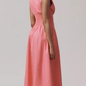 Vestido Elegante sin Mangas con Cuello en V, de Algodón Plisado, con Cierre, Casual, Sexy, con Tirantes Finos, Corte en A, para Mujer, en Oferta - Product Image 2