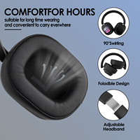 Casque sans fil supra-auriculaire hybride OEM ODM avec écran tactile LCD intelligent, pilote dynamique, étanchéité IPX5 et 5 microphones à réduction de bruit active numérique
