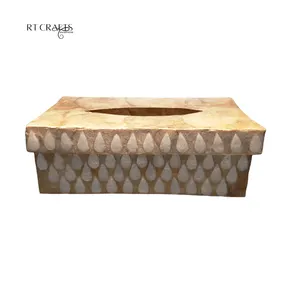 Cajas de pañuelos de lujo decorativas para decoración del hogar, caja de pañuelos de lujo de concha de caparazón de vidrio Natural, organizador de servilletas faciales de gasa de ventana