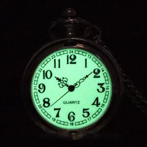 Montres de poche à quartz unisexes Besseron, style ancien, couleur antique, lumineuses, argentées, avec nouvelle chaîne dorée, pour hommes - Product Image 1