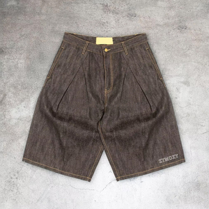 Shorts en jean selvedge japonais vintage personnalisés de haute qualité, coupe baggy, design jean, denim épais 13oz, délavé à l'acide - Product Image 1