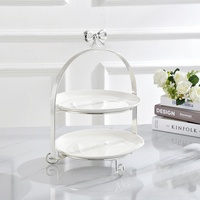 Décoration de mariage, cage à oiseaux en fer doré, support à gâteau de luxe à 2 ou 3 étages en céramique pour buffet d'hôtel
