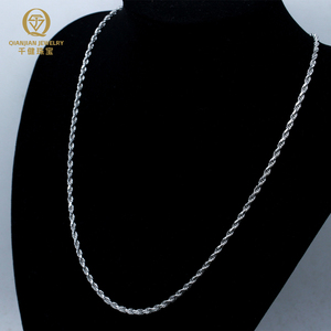 힙합 스타일 남자/여자의 목걸이 하이 퀄리티 925 실버 로프 체인 2MM 3MM 4MM 링크 우아한 디자인 - Product Image 4