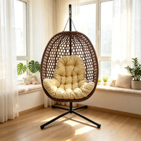 2026 En gros Fauteuil œuf géant simple/double en rotin PE pour extérieur, chaise suspendue de patio durable