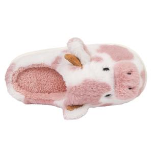 Pantoufles en peluche douillettes en forme de vache pour femmes, cadeaux d'hiver, chaudes, imprimé animal de dessin animé, pantoufles d'intérieur moelleuses et duveteuses, vente en gros - Product Image 3