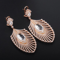 Feine 925 Sterling Silber Schmuck 18 Karat Gold Tropfen Ohrringe große Marquise Diamant Kristall 5a cz Frauen Zirkon Feder Ohrring Manschette