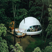 Dôme de tente géodésique transparent en PVC de luxe moderne, résistant au vent, en acier, pour le glamping en plein air, quatre saisons