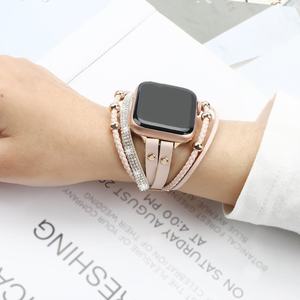 Bracelet de montre en alliage de zinc et cuir, vente en gros d'usine, pour Apple Watch S10 11 46mm Ultra 49mm SE 44mm, bracelet de montre intelligente - Product Image 1