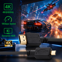 Câble Micro HDMI vers HDMI haute vitesse personnalisable, compatible 4K 18 Gbps, HDMI Type D vers Type A, AM vers DM