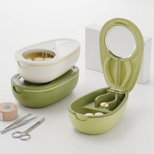 เครื่องตัดยาพร้อมกล่องเก็บยา วัสดุซิลิโคนสีเขียวสำหรับเก็บยา - Product Image 4