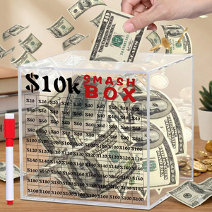Boîte à épargne en acrylique transparente personnalisée, défi d'épargne de 10 000 $, tirelire numérique, boîte à briser les chiffres pour enfants, filles, argent liquide, pièces de monnaie, coffre-fort - Product Image 3