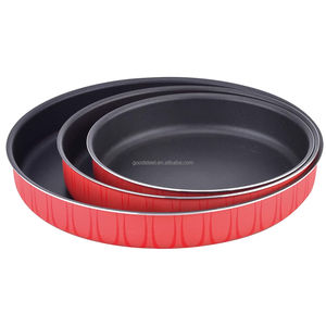 Juego de bandejas antiadherentes para horno, Set de 3 piezas de sartenes redondas antiadherentes de 22-26-30cm para hornear, para vino tinto - Product Image 1