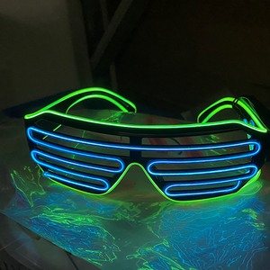 2022 inalámbrico neón LED luz en forma de obturador DJ <span class=keywords><strong>gafas</strong></span> plástico brillante Rave disfraz fiesta accesorio para Halloween - Product Image 1