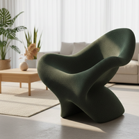 Fauteuil de loisir moderne Swan, rembourré, accent, salon, intérieur, ergonomique, confortable, tissu doux, vert olive, élégant