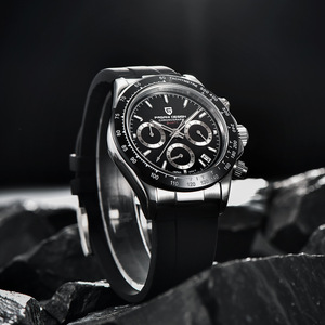 Reloj de Cuarzo para Hombre Pagani Design, Cronógrafo, Taquímetro, Fecha, Luminoso, Resistente al Agua, Correa de Goma Negra - Product Image 3