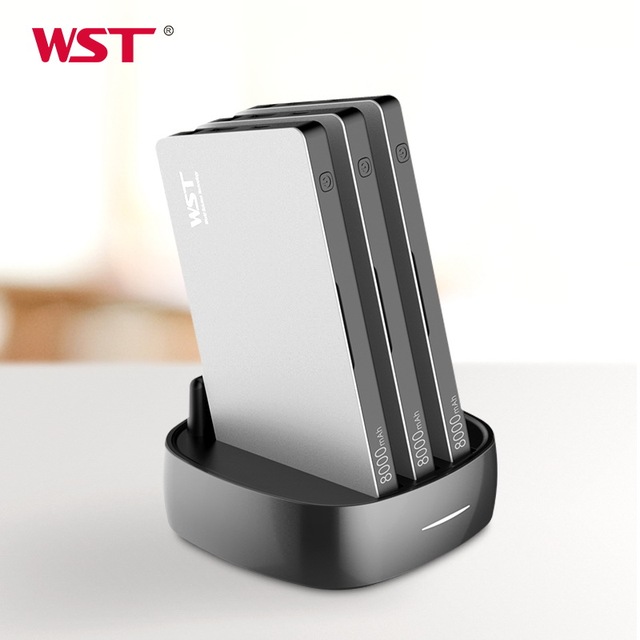 WST Consumer Electronics 3 in 1 Multiple Restaurant Powerbank 8000mah*3 Power Bank Dock Station