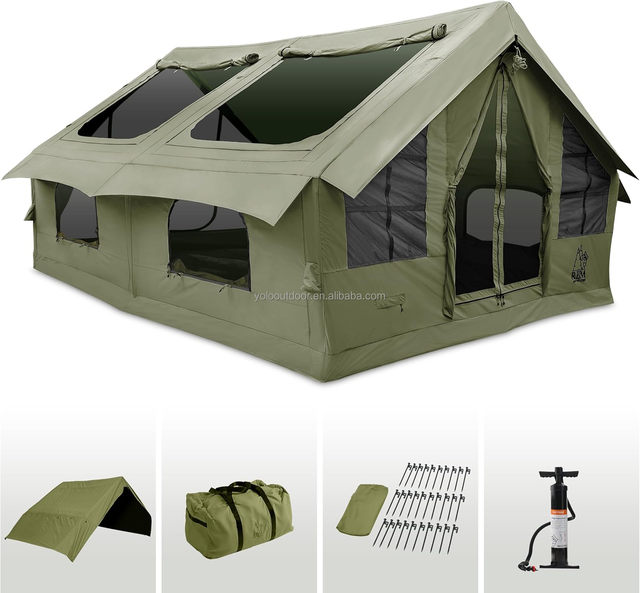 Luxury Inflatable Air Beam Glamping Tent - 600D Oxford Waterproof House